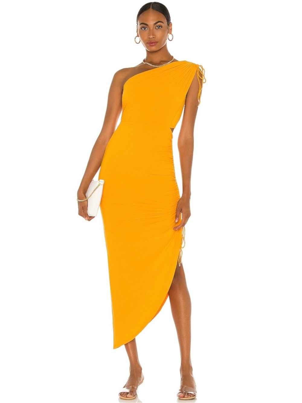 NWT Significant Other Cindy Dress Marigold One Shoulder Cutout Midi Dress US 6